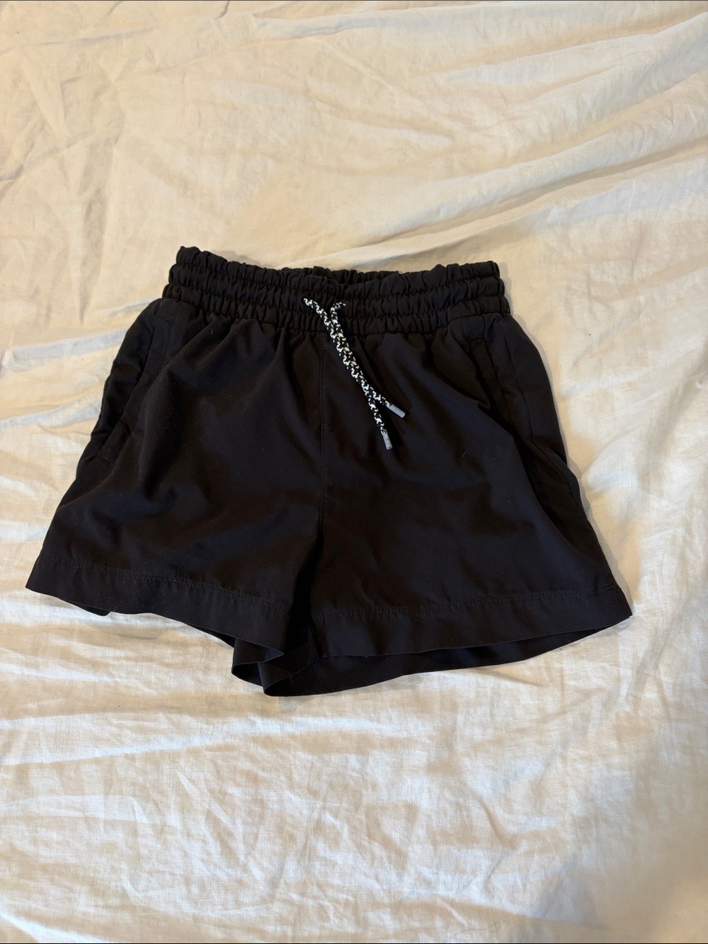 Athleta GIRL Black Elastic-Waist Athletic Shorts with Drawstring